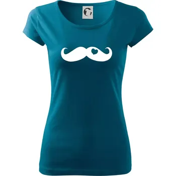 Dámské tričko Mustache love - Dámské triko Pure - 2XL ( Petrolejová )