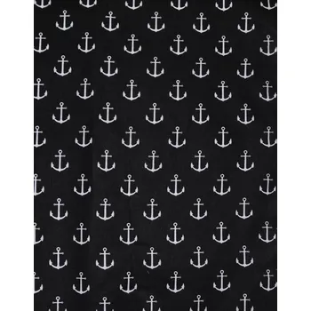 Bavlněná česká látka šíře 160cm - bílá kotva na černé (50cm)