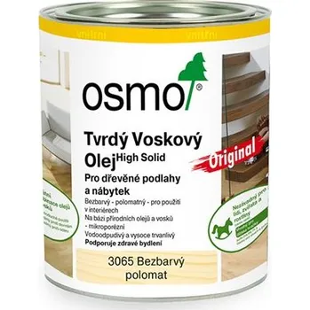 barva a nátěr na dřevo Osmo 3065 Tvrdý voskový olej, polomatný 0,75 l