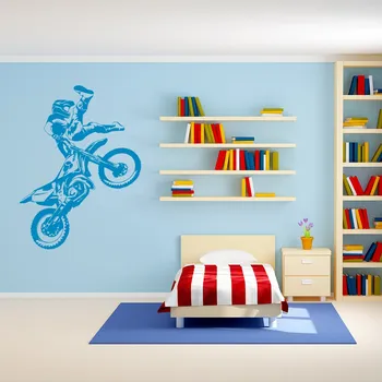 Samolepící dekorace Živá Zeď Samolepka na zeď Freestyle Motocross Barva: modrá, Velikost: 44 x 60 cm
