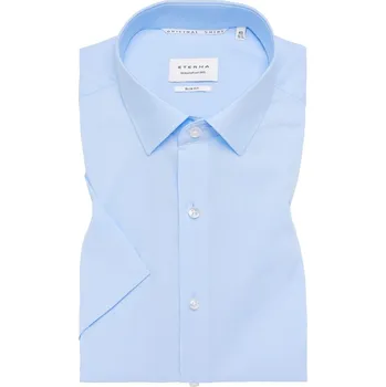 Pánská košile Košile Eterna Slim Fit Popeline s krátkým rukávem modrá velikost: 43, délka rukávu: krátký rukáv
