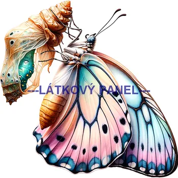Látkový panel - Motýl na květině - MO-42 Velikost: 25x25cm, Materiál: Teplákovina nepočesaná