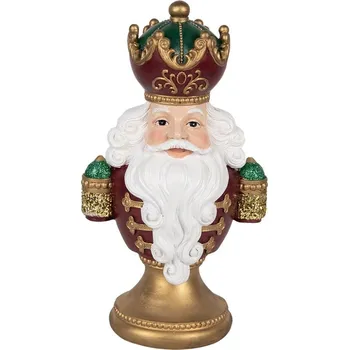 Vánoce Červeno-zlatá vánoční dekorace busta Santa Claus - 15*10*26 cm