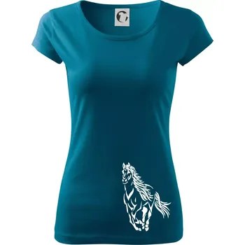 Dámské oblečení Kůň běžící - Dámské triko Pure - 3XL ( Petrolejová )