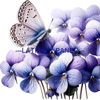 Látkový panel - Motýl na květině - MO-27 Velikost: 35x35cm, Materiál: Teplákovina nepočesaná