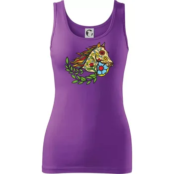 Kůň barevný s listy - Dámské tílko - S ( Fialová )