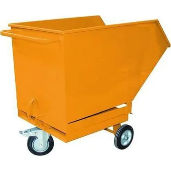 Popelnice Pojízdný výklopný kontejner s kapsami pro vysokozdvižný vozík, objem 600 l, žlutý