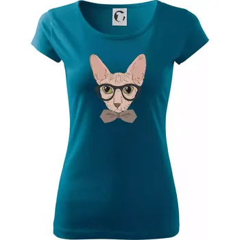 Dámské oblečení Hipster sphynx - Dámské triko Pure - L ( Petrolejová )