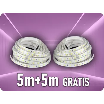 LED páska LED pás do interiéru 8W/m, 800lm/m, 120LED/SMD 3528, 12V, 5m + 5m zdarma! Studená bílá