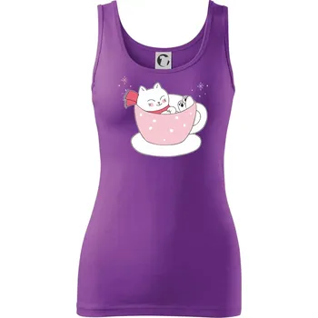 Vánoční kočka v hrnečku - Dámské tílko - XS ( Fialová )