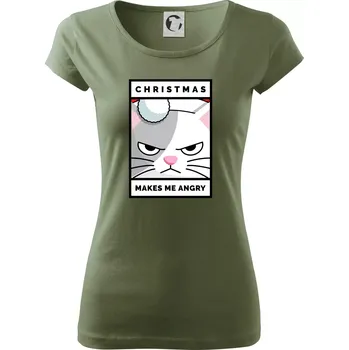 Dámské tričko Christmas makes me angry - Dámské triko Pure - 2XL ( Khaki )