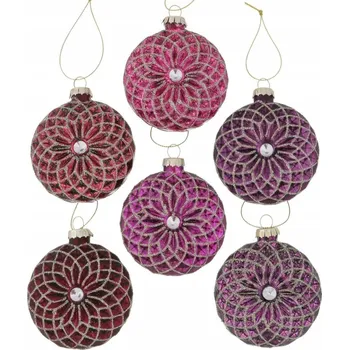 Vánoční dekorace BOLTZE Sada 6 vánočních ozdob na stromeček „Rosana“, Ø 8 cm