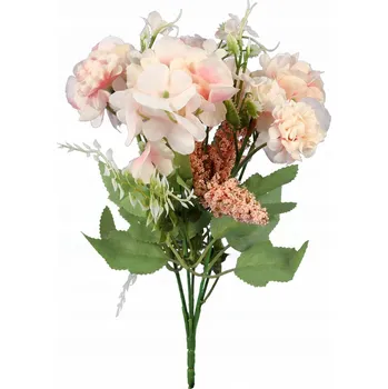 umělá květina SMÍŠENÁ KYTICE 6 VĚTVÍ S HYDRANGEA ORANŽOVÁ