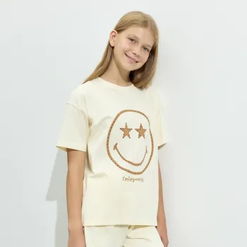 Dívčí tričko Reserved - Tričko SmileyWorld® - béžová - 550GW-08X - 550GW-08X-128
