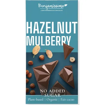 Čokoláda Čokoláda lískové ořechy-moruše bez přidaného cukru 60 g BIO BENJAMÍSSIMO