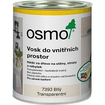 Olej na dřevo Osmo 7393 Vosk bílý transparent. 0,75 l