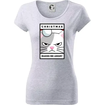 Dámské tričko Christmas makes me angry - Dámské triko Pure - XS ( Světlešedý Melír )