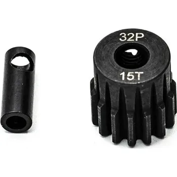 Ocelový motorový pastorek 15 zubů, modul 32DP s 5mm vrtáním a 3,17mm adaptérem,
