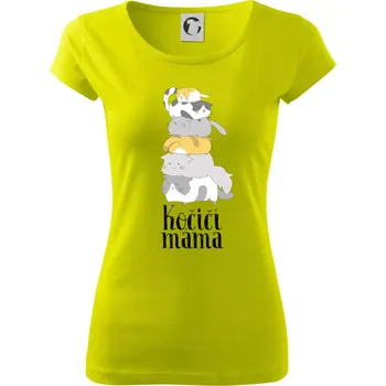 Dámské tričko Kočičí máma - Dámské triko Pure - S ( Limetková )