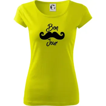 Mustache Bon Jour - Dámské triko Pure - L ( Limetková )