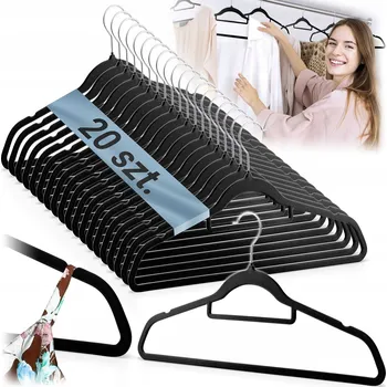 Věšák Šatní ramínko sametový Massido černý