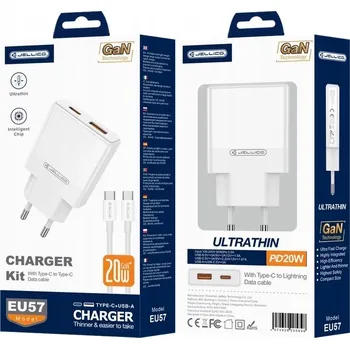 JELLICO síťová nabíječka EU57 PD 20W 1xUSB-C + 1xUSB QC3.0 + USB-C kabel