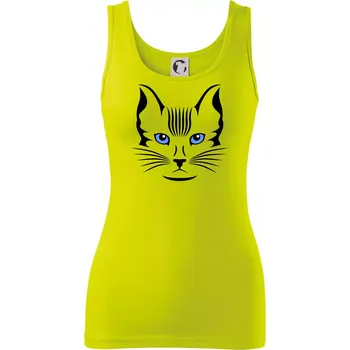 Kočka hlava skica - Dámské tílko - XS ( Limetková )