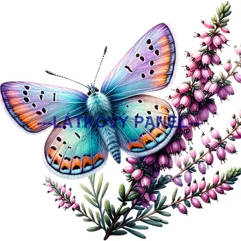 Látkový panel - Motýl na květině - MO-32 Velikost: 35x35cm, Materiál: Bavlna