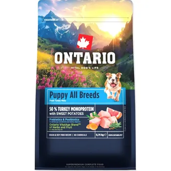 Krmivo pro psa Krmivo Ontario Puppy & Junior All Breeds Monoprotein Turkey & Sweet Potatoes 0,75kg