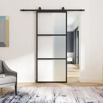 Interiérové dveře Posuvné dveře SEART černé skleněné 100x210 cm