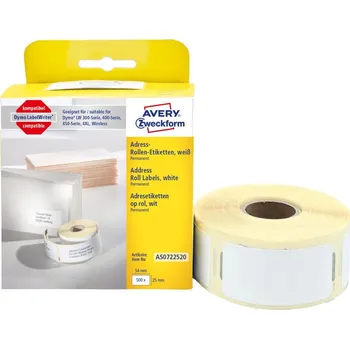 Samolepící etiketa Avery Zweckform AS0722520 Termoetikety 25x54 mm, 500 ks, bílé, kompatibilní Dymo S0722520 (11352)