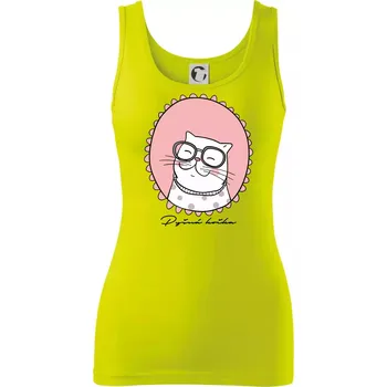 Dámské tričko Pyšná kočka růžová - Dámské tílko - M ( Limetková )