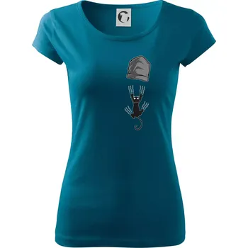 Dámské tričko Kočka vypadla z kapsy - Dámské triko Pure - L ( Petrolejová )