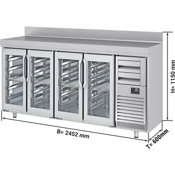 Lednice G.Gastro Barový chladicí stůl na nápoje se 4 skleněnými dveřmi a 2 šuplíky