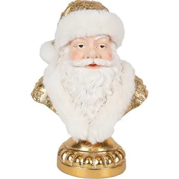 Vánoční dekorace Zlatá vánoční dekorace busta Santa Claus - 23*15*32 cm