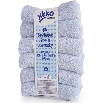 Dětský vlhčený ubrousek BIO bavlněné froté ubrousky XKKO Organic 21x21- Baby Blue