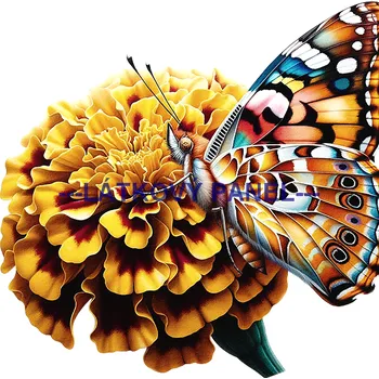 Látkový panel - Motýl na květině - MO-35 Velikost: 20x20cm, Materiál: Bavlna