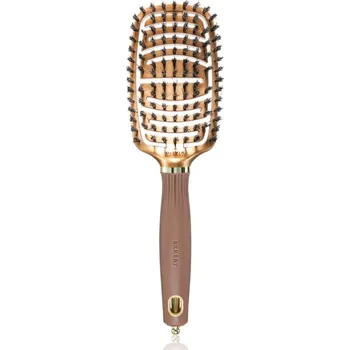 kartáč na vlasy Olivia Garden Expert Flex plochý kartáč s kančími štětinami Gold&Brown 1 ks