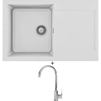 Granitový dřez Granitový dřez SET Elleci EASY 300 G68 bianco titano + Elleci C01 CADDY chrom