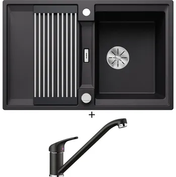 Granitový dřez SET Blanco ADIRA 45 S černá s excentrem 527585 + Blanco DARAS černá 526152