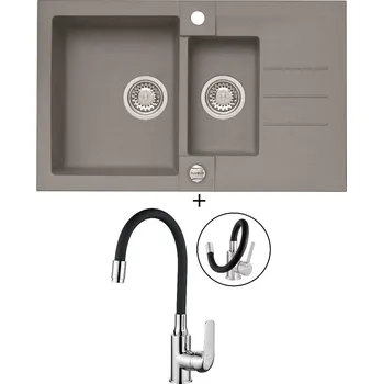 Granitový dřez Granitový dřez SET Alveus ROCK 70 beton 81 + Kuchinox ELZA BKE 761 chrom/černá