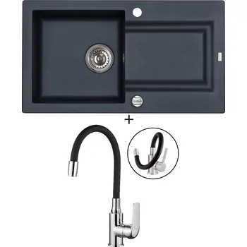 Granitový dřez Granitový dřez SET Alveus FALCON 30 black 91 + Kuchinox ELZA BKE 761 chrom/černá