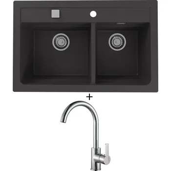 Granitový dřez Granitový dřez SET Alveus ATROX 50 black 91 + Alveus TONIA chrom