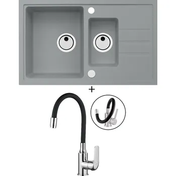 Granitový dřez Granitový dřez SET Alveus INTERMEZZO 70 beton 81 + Kuchinox ELZA BKE 761 chrom/černá