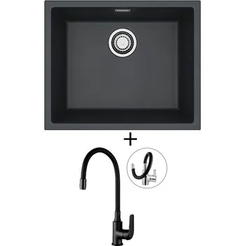 Granitový dřez Dřez pod desku SET Alveus OMNI 30 black 91 + Kuchinox ELZA BKE B61D černá matná