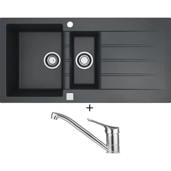 Granitový dřez Granitový dřez SET Alveus CADIT 80 black 91 + Alveus RIVIERA X chrom