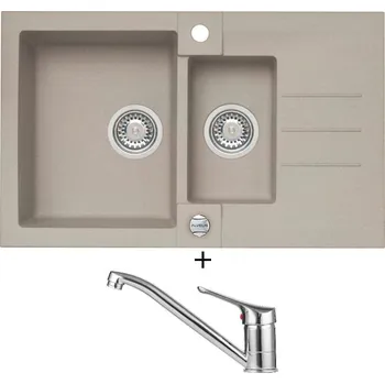 Granitový dřez Granitový dřez SET Alveus ROCK 70 pebble 02 + Alveus RIVIERA X chrom