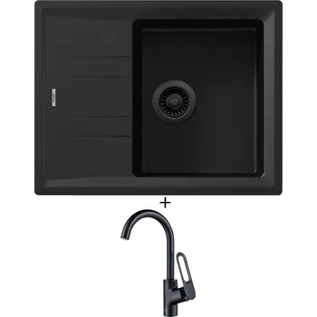 Granitový dřez SET Teka STONE 45 S-TG 1B 1D černá edice + Laveo TIERRA BAJ 768D černá matná