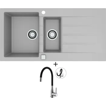 Granitový dřez Granitový dřez SET Alveus CADIT 80 beton 81 + Alveus MINTAS chrom/černá
