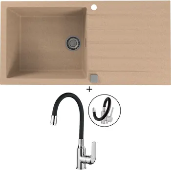 Granitový dřez Granitový dřez SET Alveus CADIT 50 beige 55 + Kuchinox ELZA BKE 761 chrom/černá